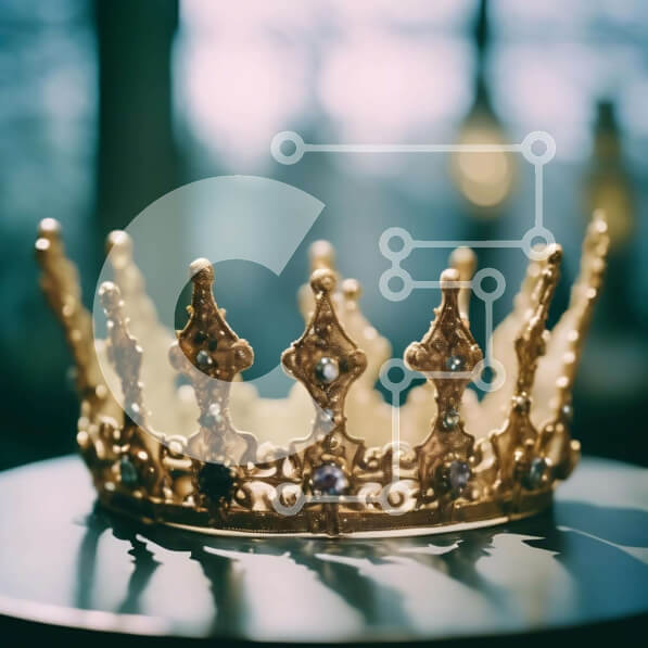 Intra Συλλεκτικό Ξύλινο Παζλ Plywood  4mm - Χρυσό στέμμα στο τραπέζι μπροστά από το ανοιχτό παράθυρο Σε Ξύλινο Κουτί - Διαστάσεις: 10x10 cm – 25 κομμάτια