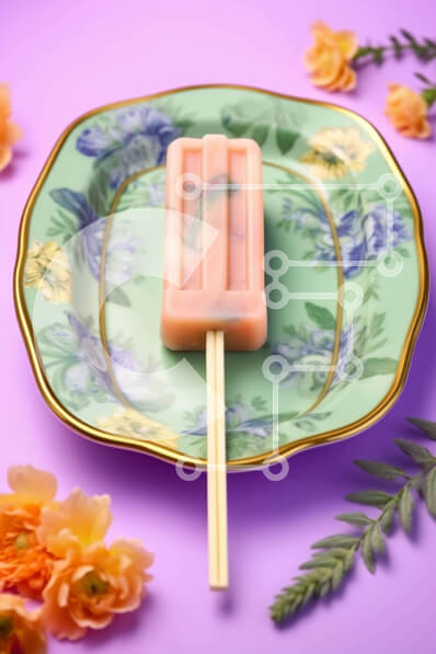 Σετ των 2 Intra Συλλεκτικό Ξύλινο Παζλ Plywood  4mm - Popsicle σε Floral πιάτο Σε Ξύλινο Κουτί - Διαστάσεις: 10x10 cm – 25 κομμάτια