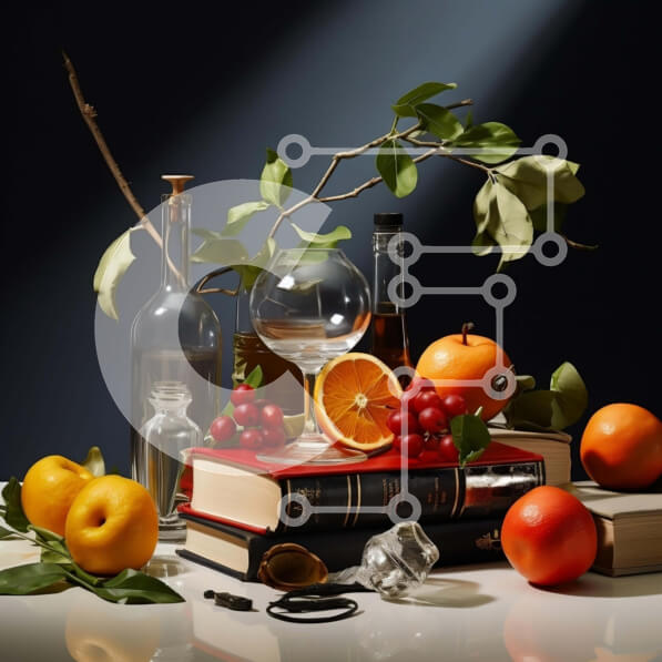 Σετ των 2 Intra Συλλεκτικό Ξύλινο Παζλ Plywood  4mm - Διάφορα φρούτα, γυάλινα σκεύη και βιβλία Σε Ξύλινο Κουτί - Διαστάσεις: 10x10 cm – 25 κομμάτια