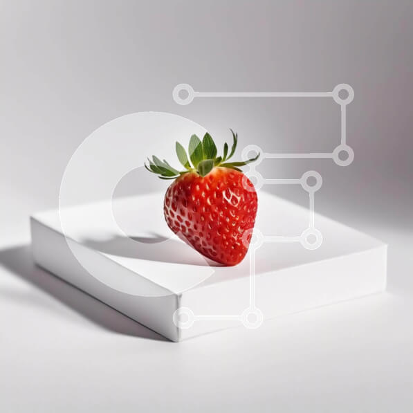 Σετ των 2 Intra Συλλεκτικό Ξύλινο Παζλ Plywood  4mm - Ενιαία φρέσκια φράουλα σε άδειο λευκό κουτί Σε Ξύλινο Κουτί - Διαστάσεις: 10x10 cm – 25 κομμάτια