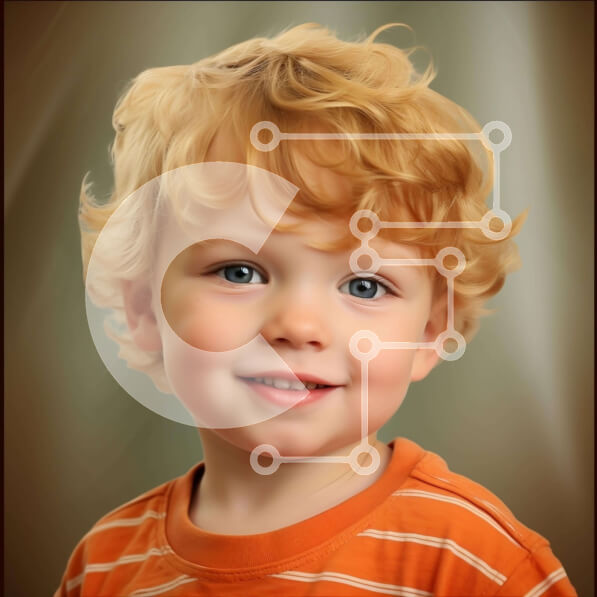 Intra Συλλεκτικό Ξύλινο Παζλ Plywood  4mm - Νεαρό αγόρι με πορτοκαλί μαλλιά και μπλε μάτια που χαμογελούν σε εσωτερικούς χώρους Σε Ξύλινο Κουτί - Διαστάσεις Puzzle: 10x10 cm – 25 κομμάτια