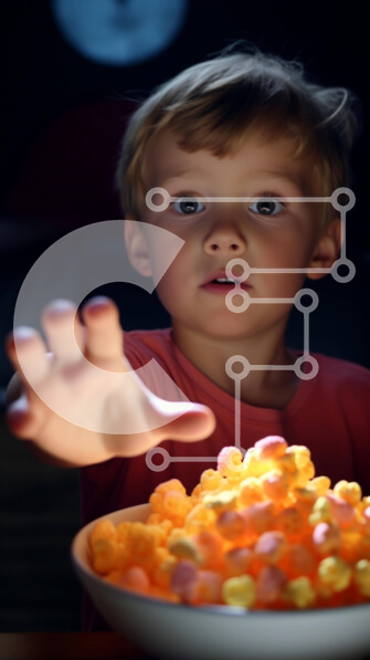 Intra Συλλεκτικό Ξύλινο Παζλ Plywood  4mm - Νεαρό αγόρι που αναζητά Cheetos ή Popcorn Σε Ξύλινο Κουτί - Διαστάσεις: 10x10 cm – 25 κομμάτια