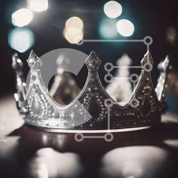 Intra Συλλεκτικό Ξύλινο Παζλ Plywood  4mm - Ασημένιο στέμμα στο τραπέζι με πολύχρωμα φώτα Σε Ξύλινο Κουτί - Διαστάσεις: 10x10 cm – 25 κομμάτια