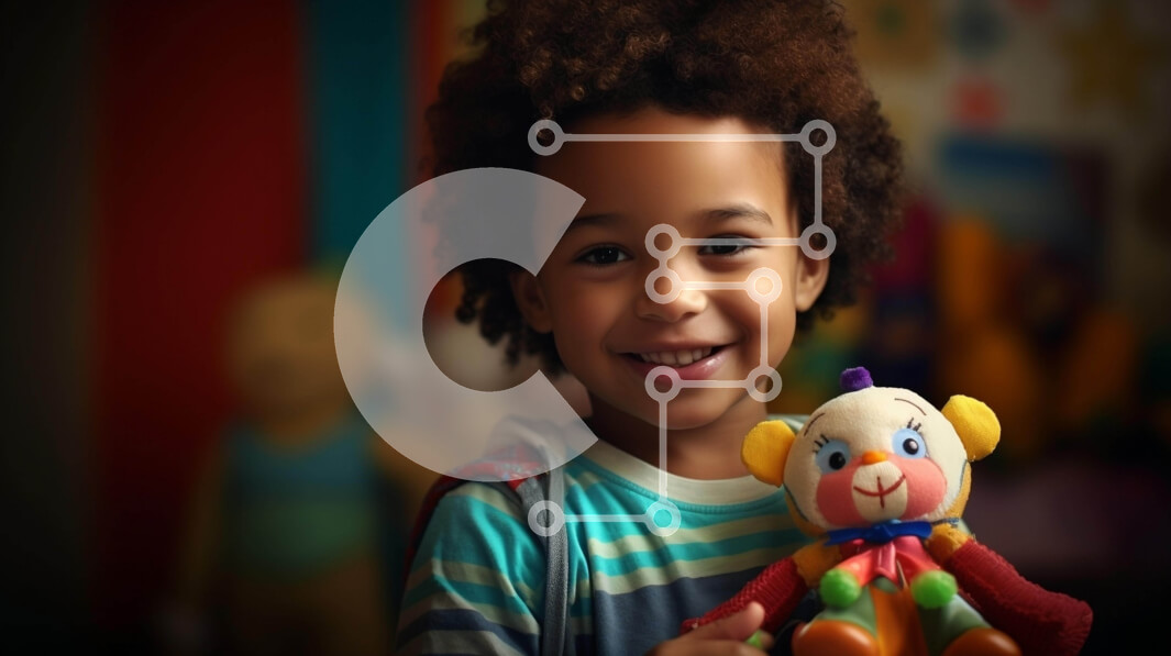 Intra Συλλεκτικό Ξύλινο Παζλ Plywood  4mm - Ευτυχισμένη στιγμή του νεαρού αγοριού που παίζει με λούτρινο ζώο Σε Ξύλινο Κουτί - Διαστάσεις Puzzle: 10x10 cm – 25 κομμάτια