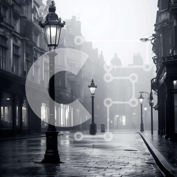 Intra Συλλεκτικό Ξύλινο Παζλ Plywood  4mm - Οδός της πόλης με φανοστάτες και κτίρια Σε Ξύλινο Κουτί - Διαστάσεις Puzzle: 10x10 cm – 25 κομμάτια