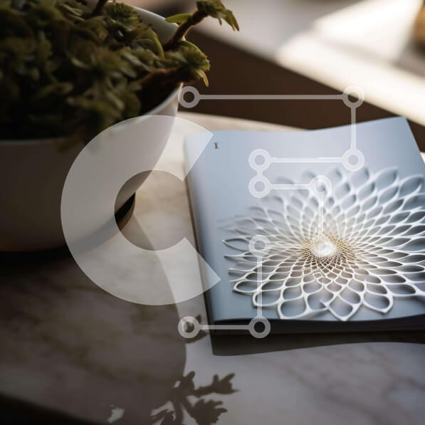 Intra Συλλεκτικό Ξύλινο Παζλ Plywood  4mm - Περίπλοκα σχεδιασμένο βιβλίο σε μαρμάρινο τραπέζι Σε Ξύλινο Κουτί - Διαστάσεις: 10x10 cm – 25 κομμάτια