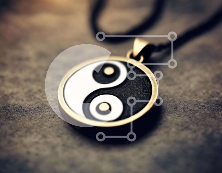 Intra Συλλεκτικό Ξύλινο Παζλ Plywood  4mm - Χρυσό και μαύρο μενταγιόν Yin-Yang με Ταϊβανέζικους χαρακτήρες Σε Ξύλινο Κουτί - Διαστάσεις: 10x10 cm – 25 κομμάτια