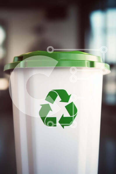 Intra Συλλεκτικό Ξύλινο Παζλ Plywood  4mm - Λευκός κάδος απορριμμάτων ανακύκλωσης σε ξύλινο τραπέζι Σε Ξύλινο Κουτί - Διαστάσεις: 10x10 cm – 25 κομμάτια