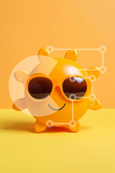 Intra Συλλεκτικό Ξύλινο Παζλ Plywood  4mm - Πορτοκαλί παιχνίδι ήλιος με γυαλιά ηλίου σε κίτρινο φόντο Σε Ξύλινο Κουτί - Διαστάσεις Puzzle: 10x10 cm – 25 κομμάτια