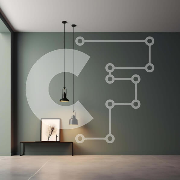 Intra Συλλεκτικό Ξύλινο Παζλ Plywood  4mm - Κενό δωμάτιο με πράσινο τοίχο και φωτιστικά Σε Ξύλινο Κουτί - Διαστάσεις Puzzle: 10x10 cm – 25 κομμάτια