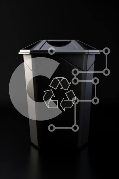 Intra Συλλεκτικό Ξύλινο Παζλ Plywood  4mm - Μαύρος κάδος απορριμμάτων με σύμβολο ανακύκλωσης Σε Ξύλινο Κουτί - Διαστάσεις: 10x10 cm – 25 κομμάτια