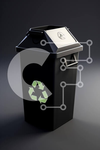 Intra Συλλεκτικό Ξύλινο Παζλ Plywood  4mm - Μαύρος κάδος απορριμμάτων ανακύκλωσης με πράσινα σύμβολα Σε Ξύλινο Κουτί - Διαστάσεις: 10x10 cm – 25 κομμάτια