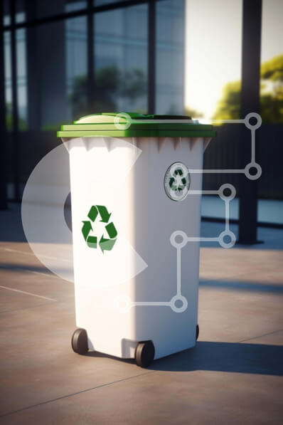 Intra Συλλεκτικό Ξύλινο Παζλ Plywood  4mm - Λευκός κάδος απορριμμάτων σε εσωτερικό χώρο με κάδους ανακύκλωσης Σε Ξύλινο Κουτί - Διαστάσεις Puzzle: 10x10 cm – 25 κομμάτια