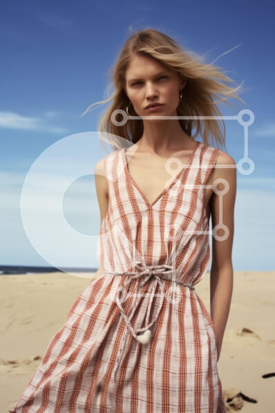 Intra Συλλεκτικό Ξύλινο Παζλ Plywood  4mm - Μοντέλο με καρό φόρεμα στην παραλία Σε Ξύλινο Κουτί - Διαστάσεις Puzzle: 10x10 cm – 25 κομμάτια