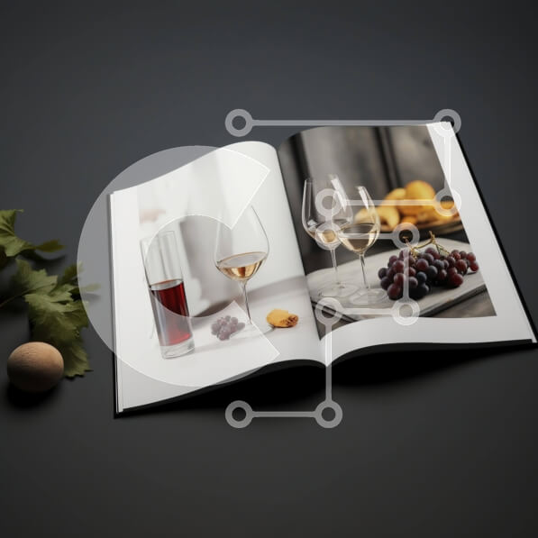 Σετ των 2 Intra Συλλεκτικό Ξύλινο Παζλ Plywood  4mm - Ανοιχτό βιβλίο με ποτήρια κρασιού και είδη διατροφής Σε Ξύλινο Κουτί - Διαστάσεις: 10x10 cm – 25 κομμάτια