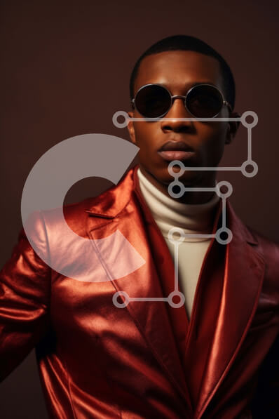 Intra Συλλεκτικό Ξύλινο Παζλ Plywood  4mm - Κομψός μαύρος με κόκκινο δερμάτινο μπουφάν και γυαλιά ηλίου Σε Ξύλινο Κουτί - Διαστάσεις Puzzle: 10x10 cm – 25 κομμάτια