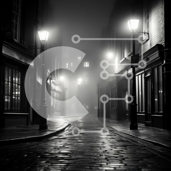 Intra Συλλεκτικό Ξύλινο Παζλ Plywood  4mm - Σκοτεινή και ομιχλώδης αστική οδός Σε Ξύλινο Κουτί - Διαστάσεις Puzzle: 10x10 cm – 25 κομμάτια