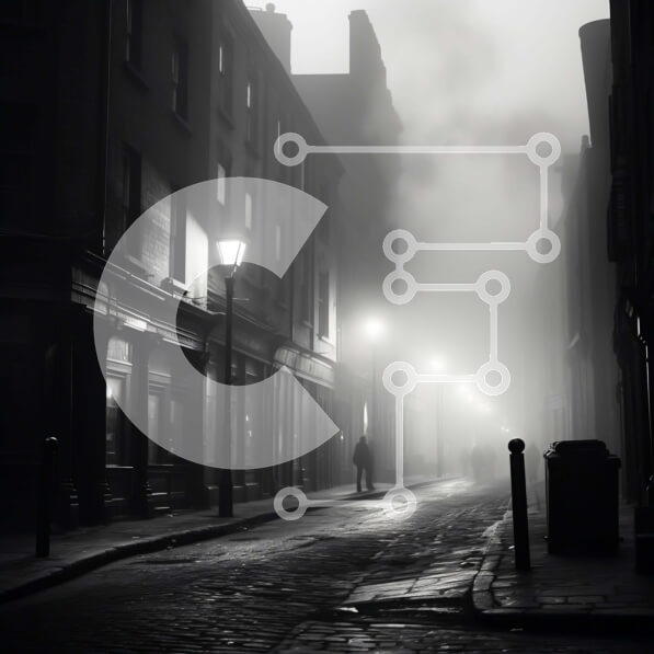 Intra Συλλεκτικό Ξύλινο Παζλ Plywood  4mm - Σκοτεινή και ομιχλώδης αστική σκηνή του δρόμου Σε Ξύλινο Κουτί - Διαστάσεις Puzzle: 10x10 cm – 25 κομμάτια