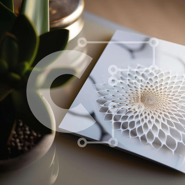 Intra Συλλεκτικό Ξύλινο Παζλ Plywood  4mm - Λευκό βιβλίο με σχέδιο λουλουδιών και φυτό σε γλάστρα Σε Ξύλινο Κουτί - Διαστάσεις: 10x10 cm – 25 κομμάτια