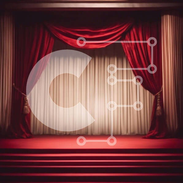 Intra Συλλεκτικό Ξύλινο Παζλ Plywood  4mm - Κενή σκηνή με κόκκινη κουρτίνα Σε Ξύλινο Κουτί - Διαστάσεις Puzzle: 10x10 cm – 25 κομμάτια