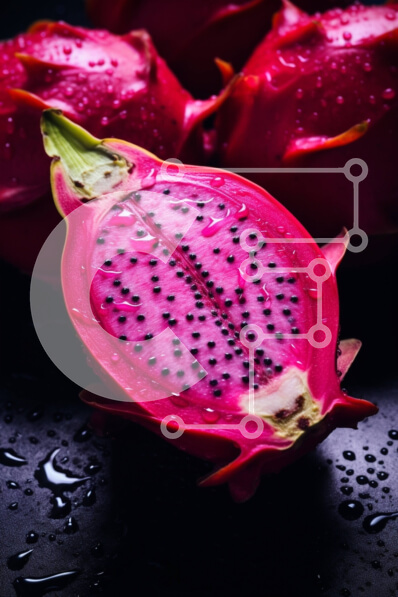 Σετ των 2 Intra Συλλεκτικό Ξύλινο Παζλ Plywood  4mm - Φρεσκοκομμένα Red Dragonfruits με σταγονίδια νερού Σε Ξύλινο Κουτί - Διαστάσεις: 10x10 cm – 25 κομμάτια