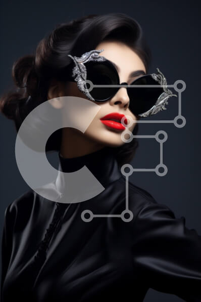 Intra Συλλεκτικό Ξύλινο Παζλ Plywood  4mm - Κομψή γυναίκα με μαύρα γυαλιά ηλίου και κόκκινο κραγιόν Σε Ξύλινο Κουτί - Διαστάσεις Puzzle: 10x10 cm – 25 κομμάτια