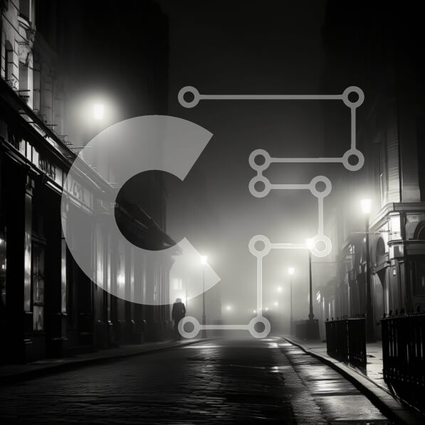 Intra Συλλεκτικό Ξύλινο Παζλ Plywood  4mm - Απόκοσμη σκηνή του δρόμου της πόλης με ένα άτομο να περπατά Σε Ξύλινο Κουτί - Διαστάσεις Puzzle: 10x10 cm – 25 κομμάτια