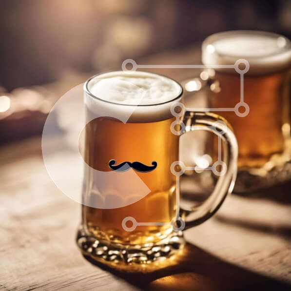 Σετ των 2 Intra Συλλεκτικό Ξύλινο Παζλ Plywood  4mm - Δύο κούπες μπύρας, η μία με μουστάκι Σε Ξύλινο Κουτί - Διαστάσεις: 10x10 cm – 25 κομμάτια