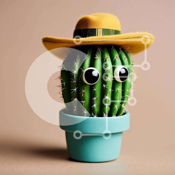 Intra Συλλεκτικό Ξύλινο Παζλ Plywood  4mm - Μικρός κάκτος με κίτρινο καπέλο Σε Ξύλινο Κουτί - Διαστάσεις: 10x10 cm – 25 κομμάτια