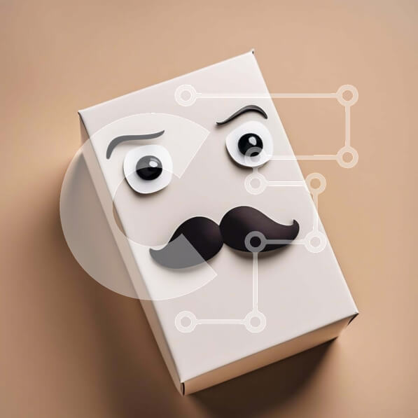 Intra Συλλεκτικό Ξύλινο Παζλ Plywood  4mm - Λευκό κουτί με σχέδιο μουστάκι σε καφέ φόντο Σε Ξύλινο Κουτί - Διαστάσεις: 10x10 cm – 25 κομμάτια