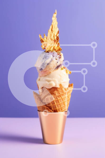 Σετ των 2 Intra Συλλεκτικό Ξύλινο Παζλ Plywood  4mm - Νόστιμο χωνάκι παγωτού με πασπάλισμα και γαρνιτούρες Σε Ξύλινο Κουτί - Διαστάσεις: 10x10 cm – 25 κομμάτια