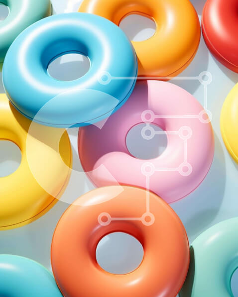 Σετ των 2 Intra Συλλεκτικό Ξύλινο Παζλ Plywood  4mm - Πολύχρωμη οθόνη ντόνατς Σε Ξύλινο Κουτί - Διαστάσεις: 10x10 cm – 25 κομμάτια