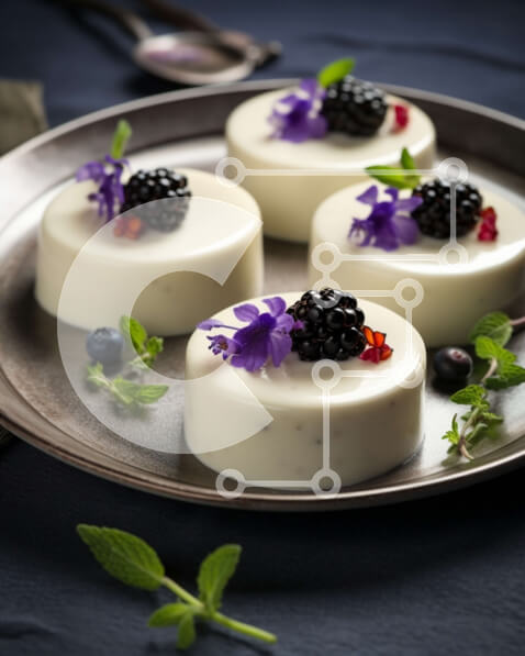 Σετ των 2 Intra Συλλεκτικό Ξύλινο Παζλ Plywood  4mm - Κομψό πιάτο γλυκού με βατόμουρα και μωβ λουλούδια Σε Ξύλινο Κουτί - Διαστάσεις: 10x10 cm – 25 κομμάτια