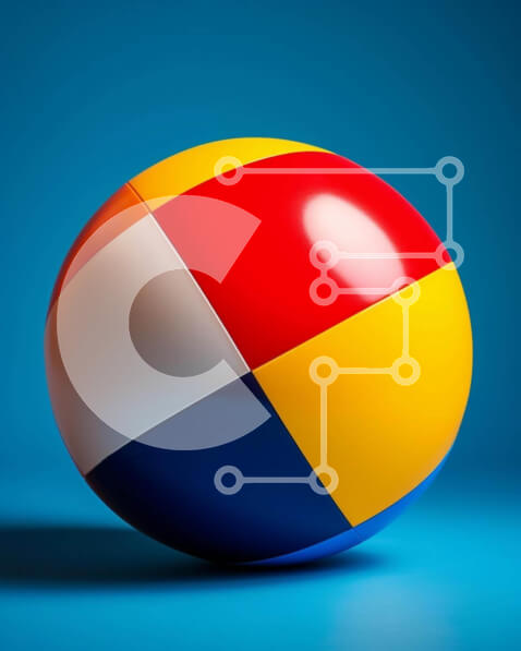 Intra Συλλεκτικό Ξύλινο Παζλ Plywood  4mm - Μπάλα παραλίας με έντονα χρώματα σε μπλε φόντο Σε Ξύλινο Κουτί - Διαστάσεις Puzzle: 10x10 cm – 25 κομμάτια