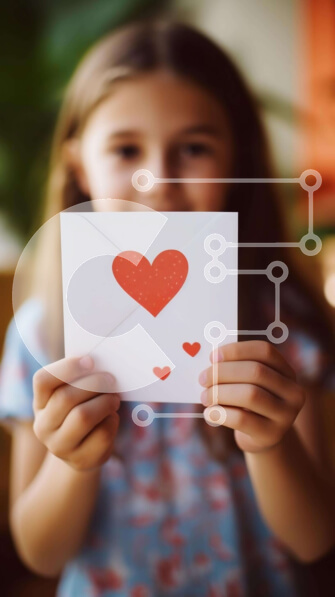 Intra Συλλεκτικό Ξύλινο Παζλ Plywood  4mm - Νεαρό κορίτσι που κρατά φάκελο σε σχήμα καρδιάς για την ημέρα του Αγίου Βαλεντίνου Σε Ξύλινο Κουτί - Διαστάσεις: 10x10 cm – 25 κομμάτια