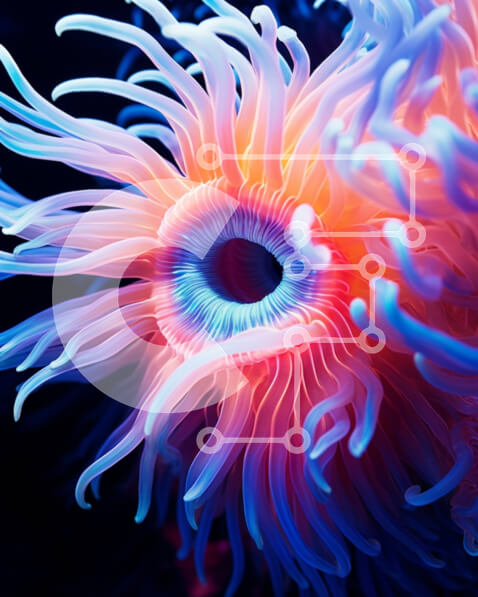 Intra Συλλεκτικό Ξύλινο Παζλ Plywood  4mm - Ζωντανή Ανεμώνη σε Μπλε, Ροζ και Μωβ Σε Ξύλινο Κουτί - Διαστάσεις: 10x10 cm – 25 κομμάτια