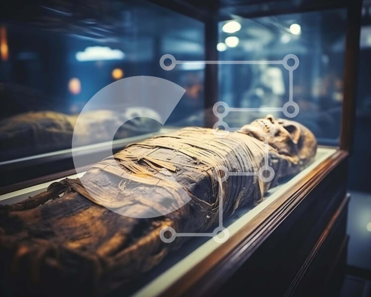 Intra Συλλεκτικό Ξύλινο Παζλ Plywood  4mm - Αιγυπτιακή μούμια σε γυάλινη θήκη Σε Ξύλινο Κουτί - Διαστάσεις Puzzle: 10x10 cm – 25 κομμάτια