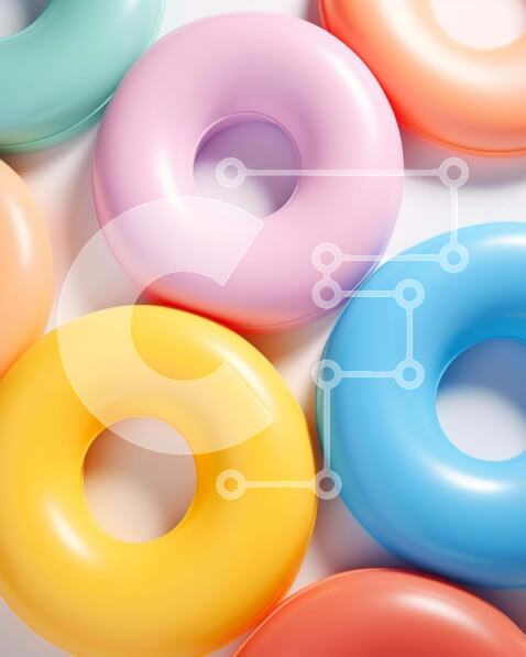 Σετ των 2 Intra Συλλεκτικό Ξύλινο Παζλ Plywood  4mm - Πολύχρωμο ντόνατς στοίβα στο τραπέζι Σε Ξύλινο Κουτί - Διαστάσεις: 10x10 cm – 25 κομμάτια