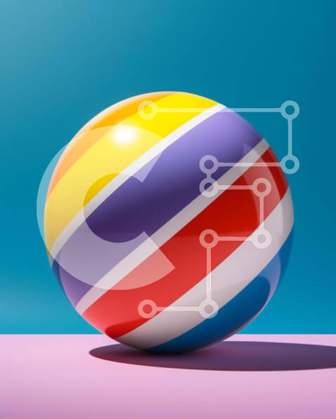 Intra Συλλεκτικό Ξύλινο Παζλ Plywood  4mm - Πολύχρωμη μπάλα παραλίας σε αφηρημένο φόντο Σε Ξύλινο Κουτί - Διαστάσεις Puzzle: 10x10 cm – 25 κομμάτια