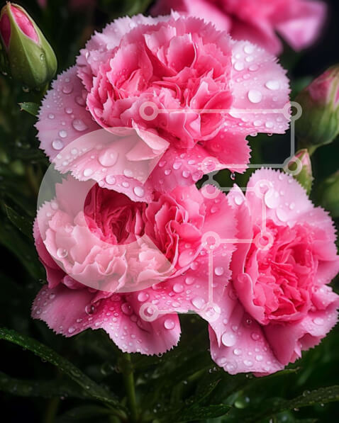 Intra Συλλεκτικό Ξύλινο Παζλ Plywood  4mm - Ροζ γαρύφαλλα με σταγόνες νερού Σε Ξύλινο Κουτί - Διαστάσεις: 10x10 cm – 25 κομμάτια