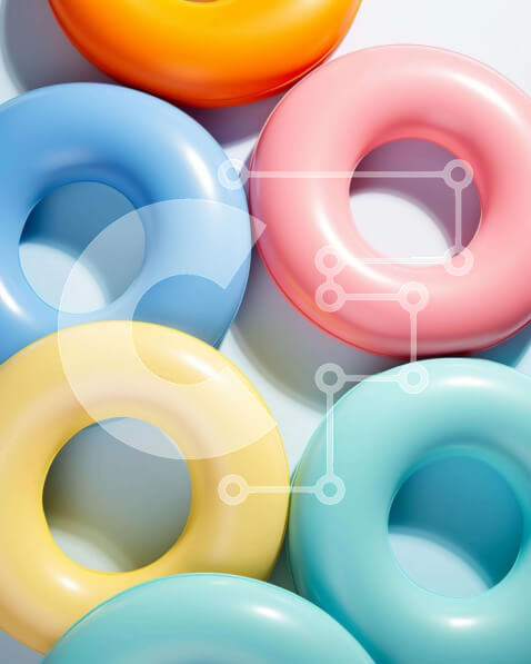 Σετ των 2 Intra Συλλεκτικό Ξύλινο Παζλ Plywood  4mm - Πολύχρωμη στοίβα ντόνατς Σε Ξύλινο Κουτί - Διαστάσεις: 10x10 cm – 25 κομμάτια