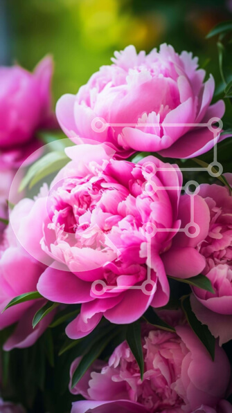 Σετ των 2 Intra Συλλεκτικό Ξύλινο Παζλ Plywood  4mm - Κοντινό πλάνο με ζωντανές ροζ παιώνιες Σε Ξύλινο Κουτί - Διαστάσεις: 10x10 cm – 25 κομμάτια