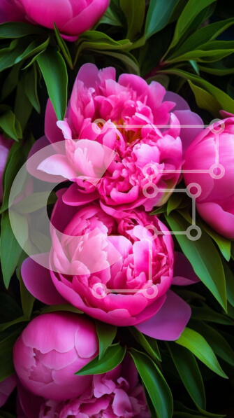 Σετ των 2 Intra Συλλεκτικό Ξύλινο Παζλ Plywood  4mm - Μπουκέτο με ροζ παιώνιες με πράσινα φύλλα Σε Ξύλινο Κουτί - Διαστάσεις: 10x10 cm – 25 κομμάτια