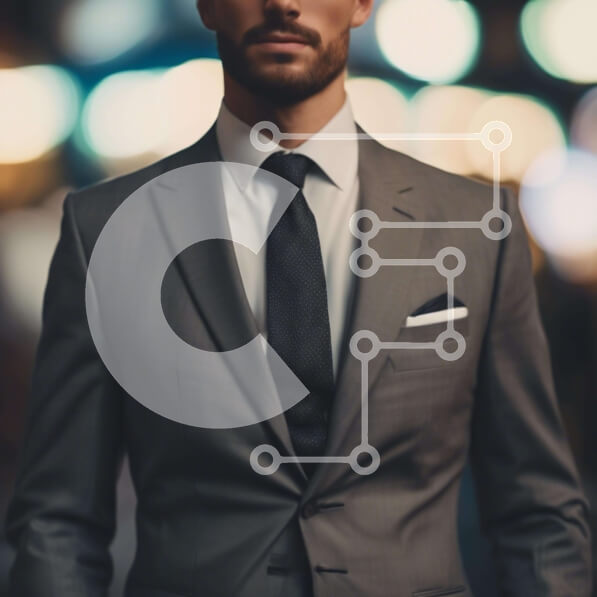 Intra Συλλεκτικό Ξύλινο Παζλ Plywood  4mm - Άνδρας με κομψό κοστούμι και γραβάτα με τα χέρια στους γοφούς Σε Ξύλινο Κουτί - Διαστάσεις Puzzle: 10x10 cm – 25 κομμάτια