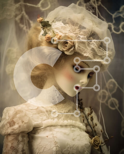 Intra Συλλεκτικό Ξύλινο Παζλ Plywood  4mm - Κομψή κούκλα σε λευκό φόρεμα με στολισμένα λουλούδια Σε Ξύλινο Κουτί - Διαστάσεις Puzzle: 10x10 cm – 25 κομμάτια