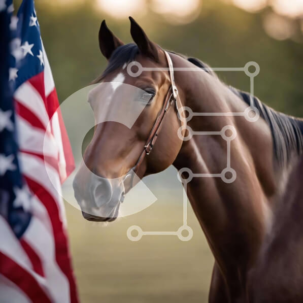 Intra Συλλεκτικό Ξύλινο Παζλ Plywood  4mm - Καφέ άλογο και αμερικανική σημαία Σε Ξύλινο Κουτί - Διαστάσεις: 10x10 cm – 25 κομμάτια