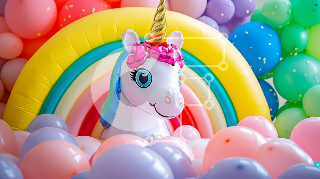 Intra Συλλεκτικό Ξύλινο Παζλ Plywood  4mm - Μεγάλος φουσκωτός μονόκερος με πολύχρωμα μπαλόνια Σε Ξύλινο Κουτί - Διαστάσεις Puzzle: 10x10 cm – 25 κομμάτια