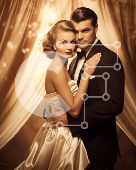 Intra Συλλεκτικό Ξύλινο Παζλ Plywood  4mm - Αρραβωνιασμένο ζευγάρι με επίσημη ενδυμασία με κομψό σκηνικό Σε Ξύλινο Κουτί - Διαστάσεις Puzzle: 10x10 cm – 25 κομμάτια