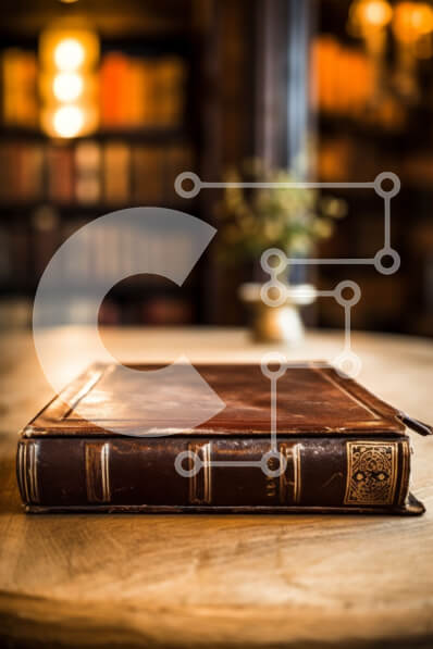 Intra Συλλεκτικό Ξύλινο Παζλ Plywood  4mm - Παλιό βιβλίο σε ξύλινο τραπέζι στη βιβλιοθήκη Σε Ξύλινο Κουτί - Διαστάσεις Puzzle: 10x10 cm – 25 κομμάτια