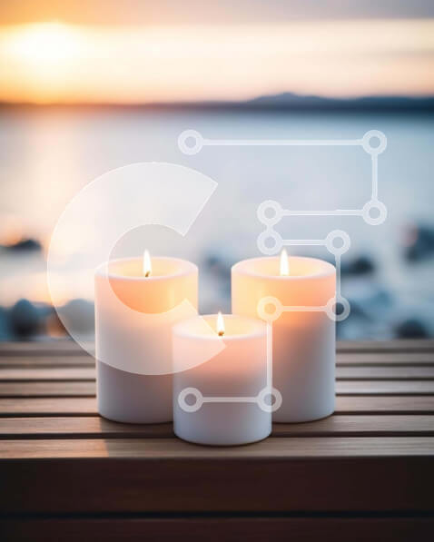 Intra Συλλεκτικό Ξύλινο Παζλ Plywood  4mm - Προσωπικά λευκά κεριά με θέα στον ωκεανό Σε Ξύλινο Κουτί - Διαστάσεις: 10x10 cm – 25 κομμάτια